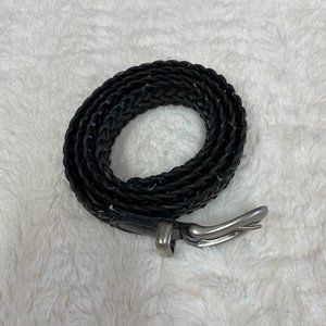 Braided black faux leather belt, Size Large